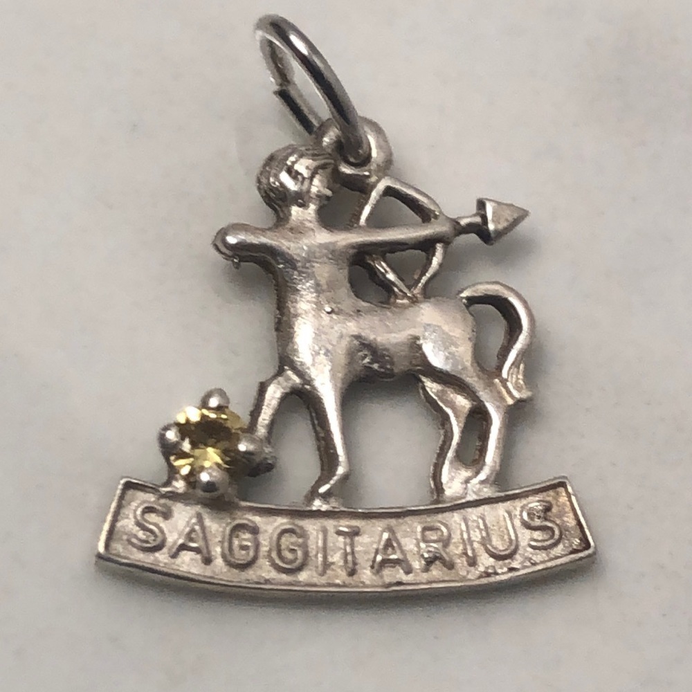 Sagittarius‎ zodiac sterling silver vintage pendant bracelet charm